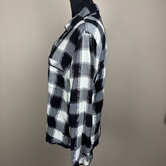 Victoria's Secret Plaid Metallic Sleep Shirt Flannel Button-Down Lace Hem L EUC - Picture 5 of 16